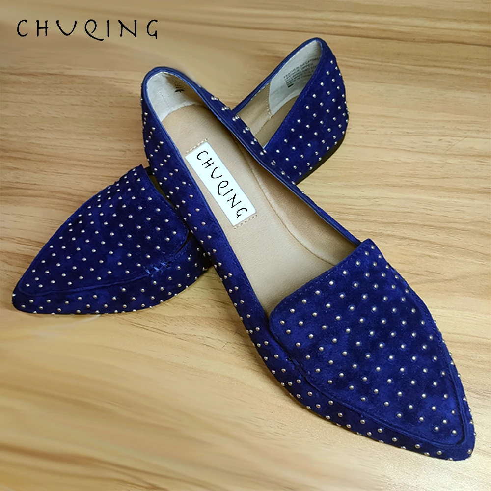 Женская кожаная повседневная обувь на плоской подошве CHUQING с острым носком