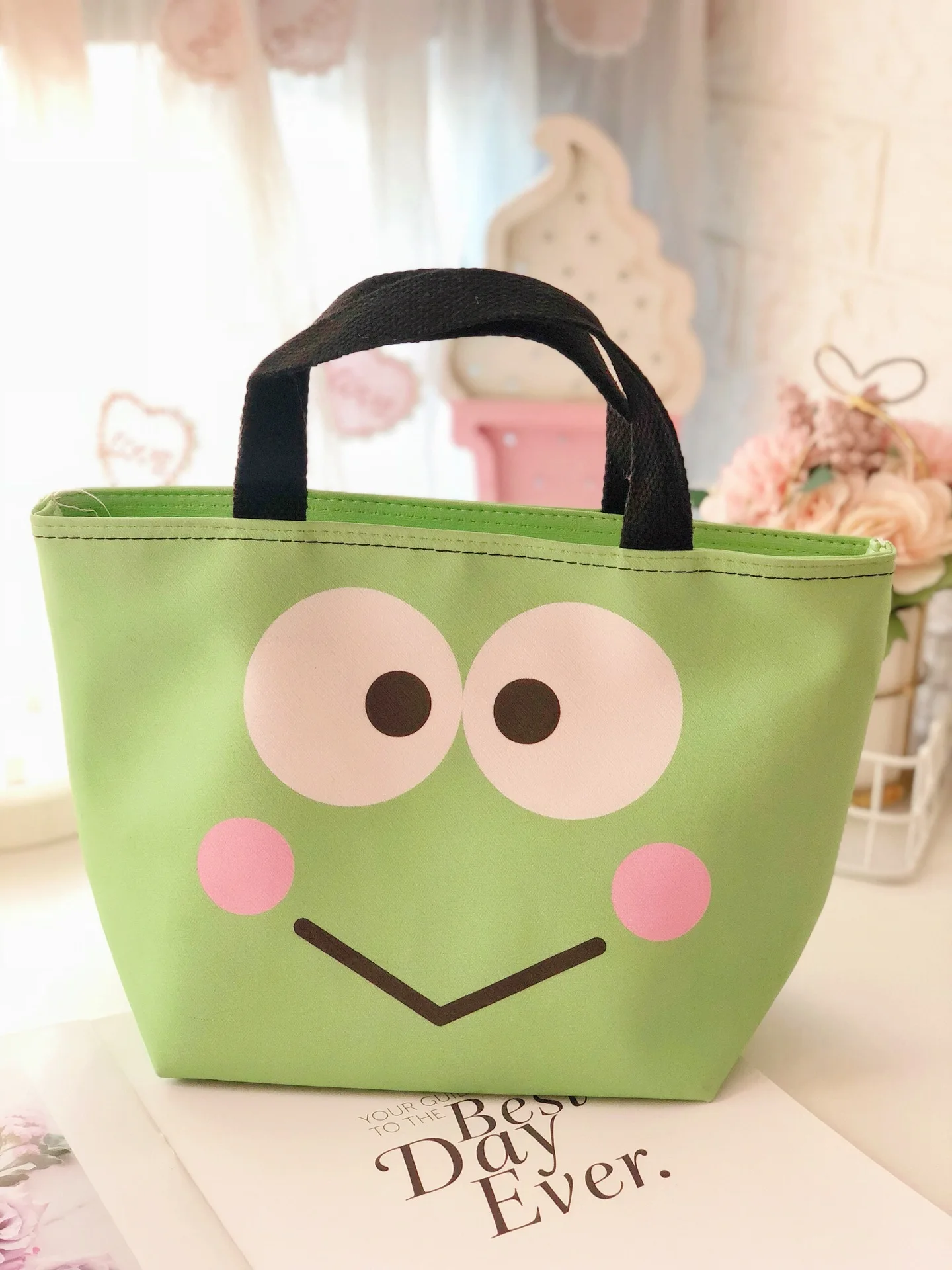 

Cartoon My Melody Cinnamoroll PomPomPurin PU Leather Lunch Bag Portable waterproof Breakfast School Handle Reusable Food Bag