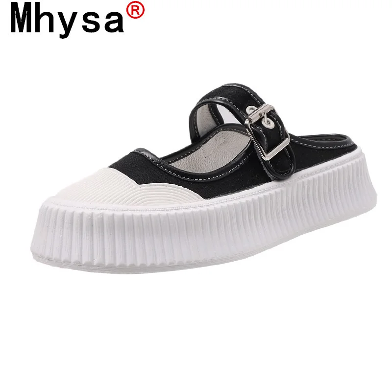

Slippers Casual Flat Shoes Female Platform Slipers Women Cover Toe Med Slides Luxury Summer 2021 Fabric Basic Rubber Women Shoes