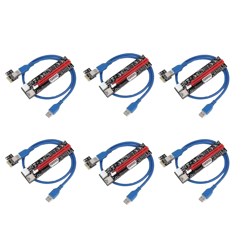 

009S PCL-E Image Card Extension Cable USBS3.0 Adapter Card 1X to X16 Extension Cable for Bitcoin Miners 6 Pack