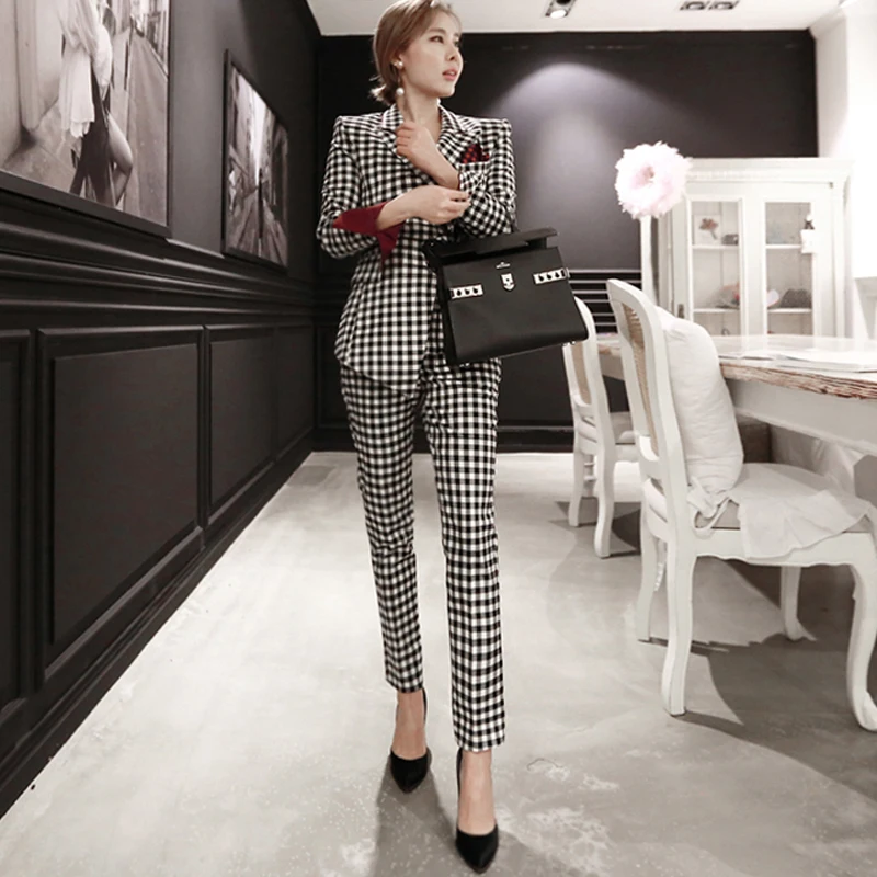 Женский комплект из 2 предметов HAMALIEL асимметричный пиджак в клетку + длинные