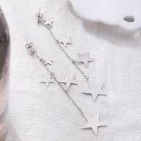 womens trendy minimalist stainless steel jewelry star long chain link dangle earring