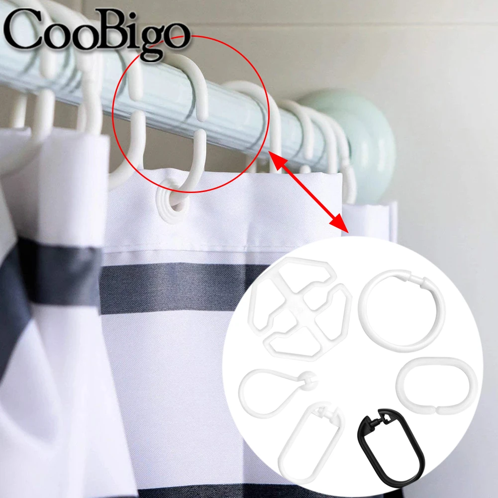 50pcs Curtain Ring Clip Glide Hanging Loop Hook Buckle Openable for Drapery Rod Bath Shower Window Blind Hanger Plastic 38mm | Дом и сад