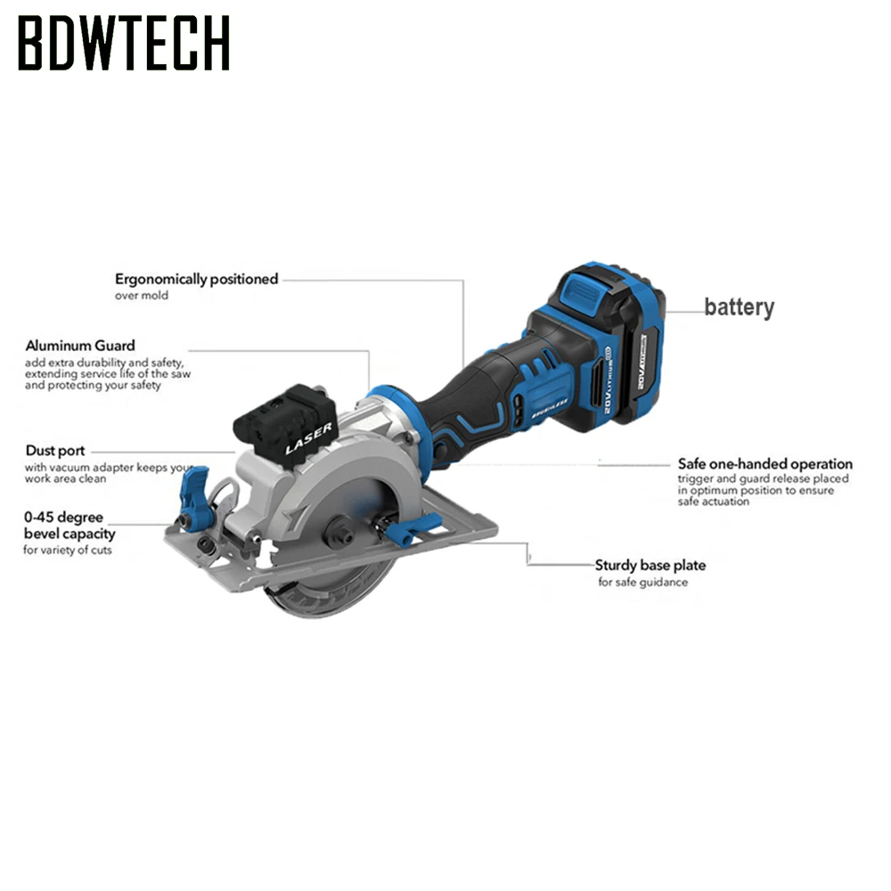Беспроводная циркулярная пила 20 в электрическая коническая 45 градусов Макс 46 мм
