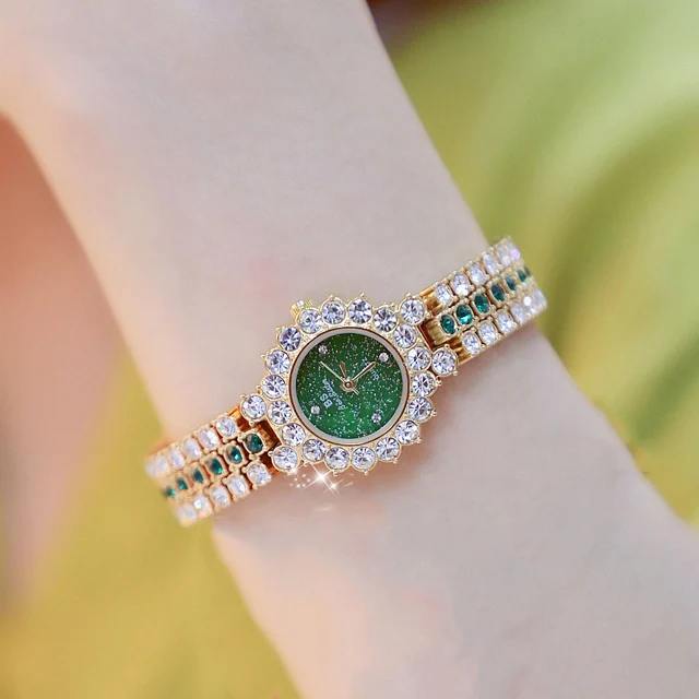 1580-green Женские часы s Топ люксовый бренд Маленькая Платье бриллиантовые часы женские браслет стразы наручные часы женские Montre Femme - Цвет: 1580-green