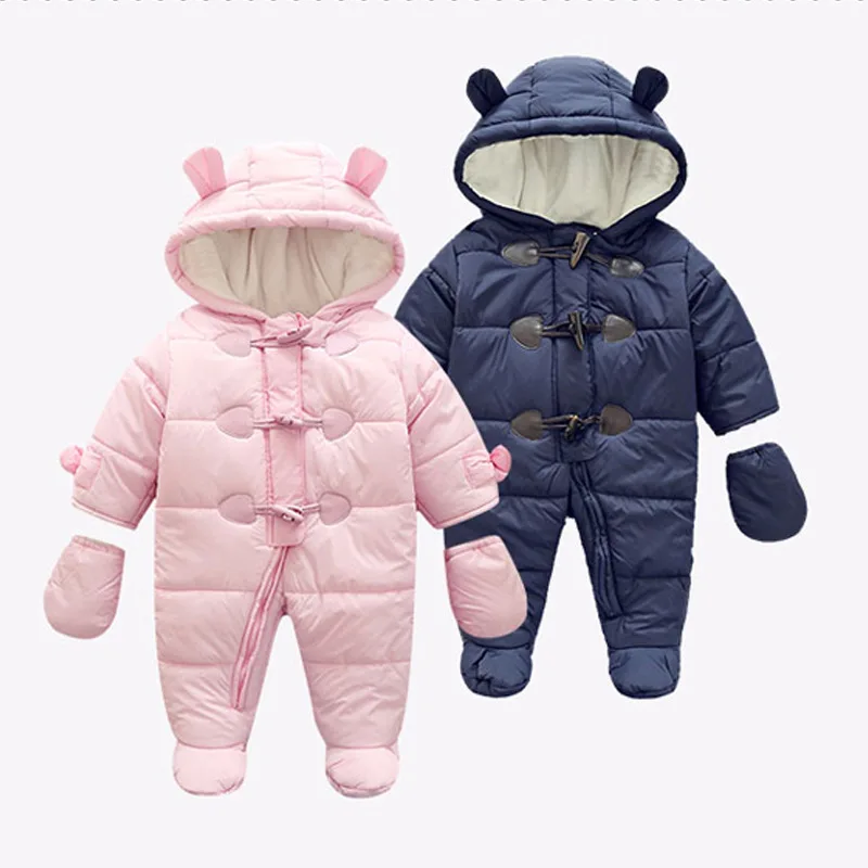 

IYEAL Winter Children Baby Clothes Boys Girls Rompers Warm Thickening Hooded Infant Overalls for Newborn Clothing Kid Outerwear