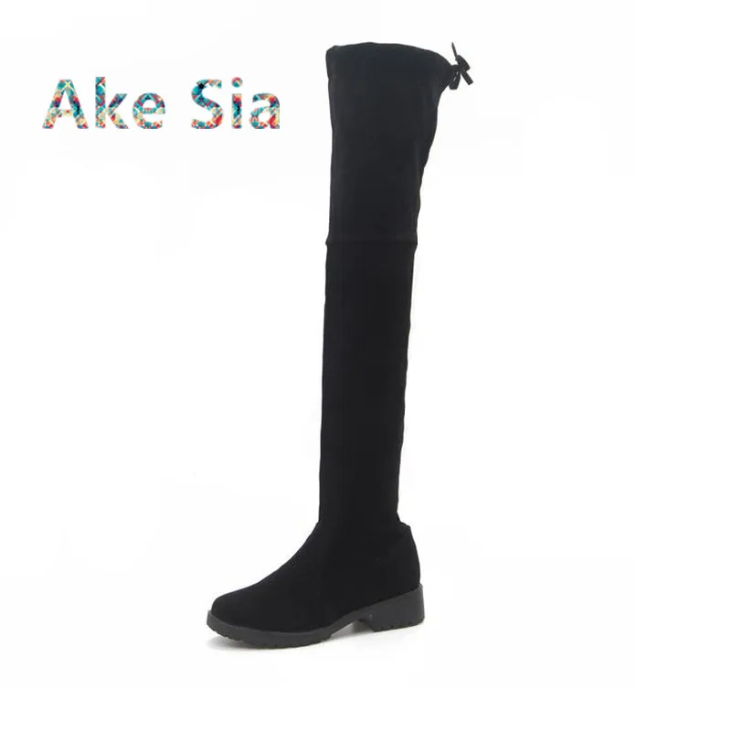 black NO cotton Г. Новые пикантные сапоги выше колена женские зимние сапоги г. Высокие эластичные сапоги на плоской подошве, увеличивающие рост, A01 - Цвет: black NO cotton