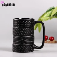 creative ceramic tire mug with handle coffee cup high capacity milk breakfast mugs home office desktop decoration novelty gifts