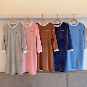 Плотная теплая фланелевая свободная ночная рубашка для женщин зима 2019 ночная рубашка с длинным рукавом из кораллового бархата Женская Ночная Рубашка домашняя одежда ночная рубашка