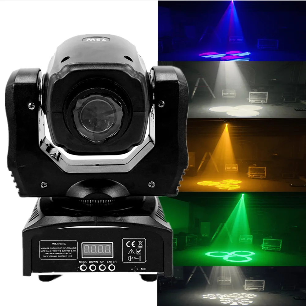 LED 75W Mini Led Spot Moving Head Light 3 Prism Gobo Beam 60W Moving Heads Lights Super Bright  LED DJ Spot Light