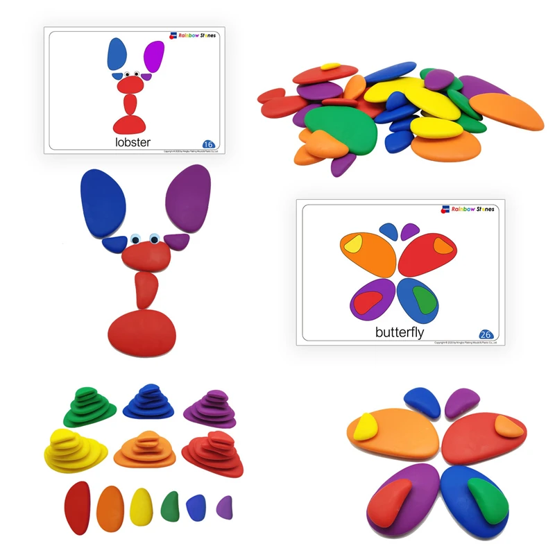 Монтессори сортировочные цветные штабелируемые камни игрушки радужная галька