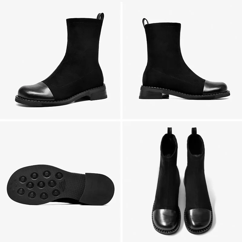 Женские ботильоны из телячьей кожи BeauToday осенне зимние полусапожки без застежек