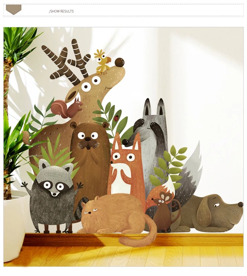 

Forest Animals Elk Fox Rabbit Wall Stickers for Kids Room Children Wall Decal Nursery Bedroom Decor Poster Mural Art