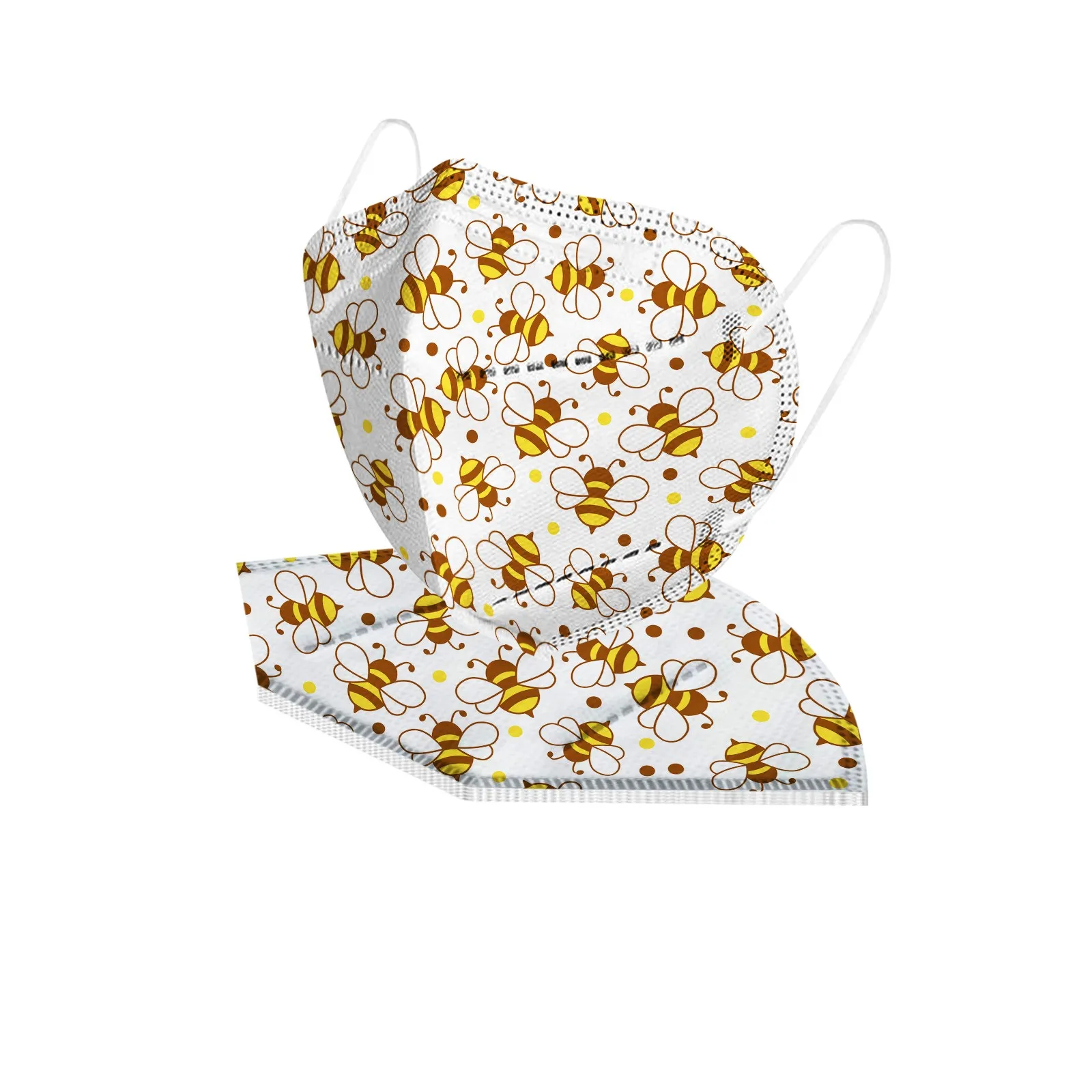 

5pc Bees Masks For Women Face Cover Dustproof Kawaii Lovely Print Adjustable Nose Mouth Cover Face-mask No Decoration
