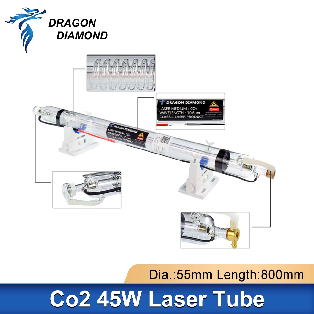 45W Co2 Laser Tube Lamp Pipe For 40W 50W Laser Power Supply Dia.50mm Length 800mm For 40/50WCo2 Laser Engraving Cutting Machine enlarge