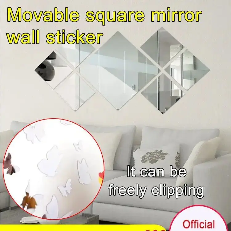 

16PCS 15*15cm Mirror Wall Sticker Square Self-adhesive Acrylic Mirror Tiles Stickers For Bedroom Bathroom Home Decor Mural