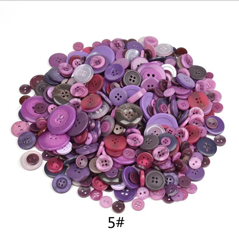 5 purple 600 шт./лот L/M/S Смешанная загрузка смолы кнопка швейные пуговицы ремесла для DIY скрапбукинга детская одежда пуговицы - Цвет: 5 purple
