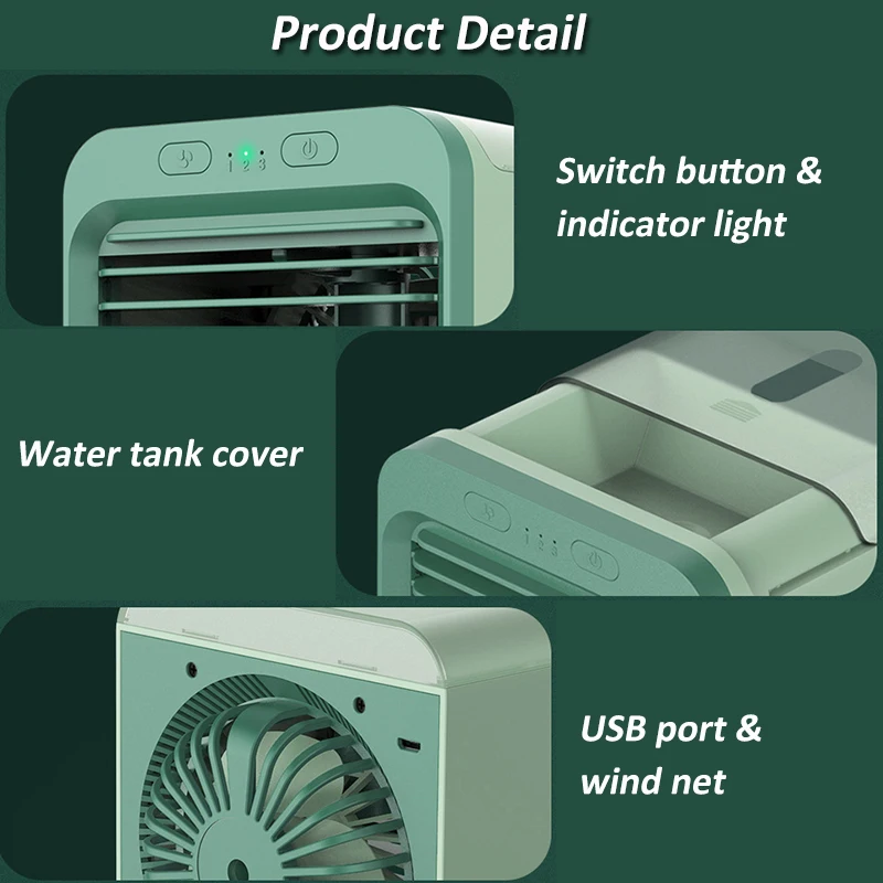 

Mini Air Conditioner Portable Cooling Fan USB 3 Speed Office Household Air Cooler Multi-function Humidifier Air Conditioner