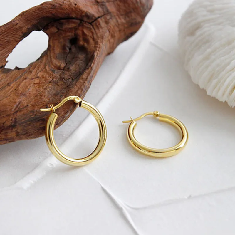 Простые золотые серьги кольца модные ювелирные украшения зеркальные для женщин