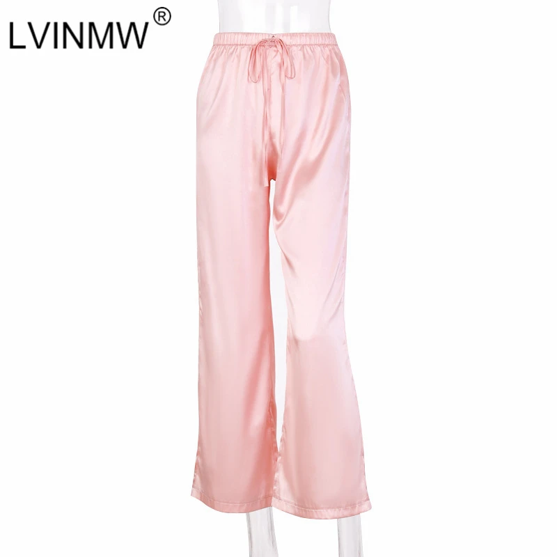 LVINMW повседневные сатиновые шелковые свободные на шнуровке широкие штаны