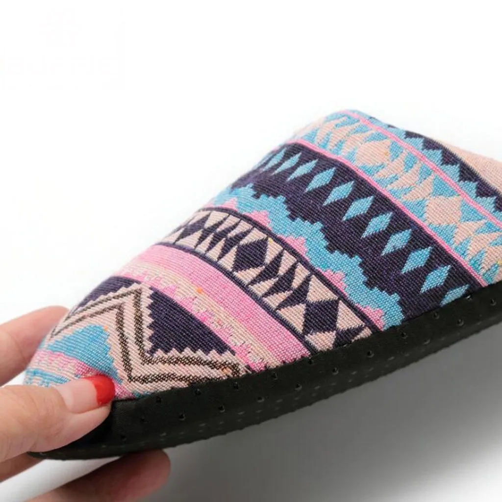 Non-slip Зимние тапочки Для женщин дома принт шлепанцы в богемном стиле Стиль щетка с