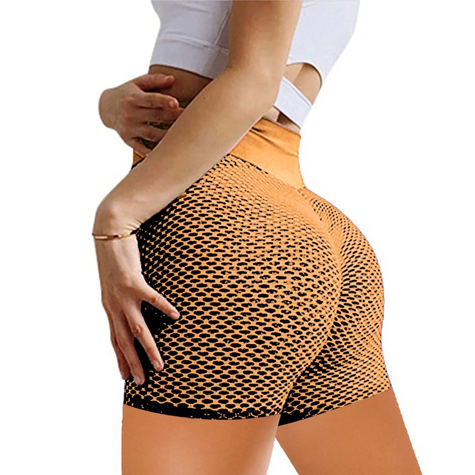 

Hot Women Shorts Wrinkled High Waist Push Up Stretch Running Fitness Pants Female Biker Shorts For Women Solid Color Shorts