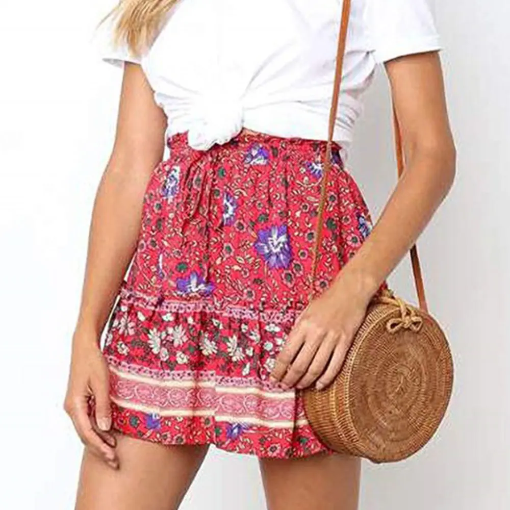 

2020 Polka Dot Print Women Mini Skirt 2020 Streetwear Ruffled A-line Skirt Female New Spring Summer Holiday Ladies Skirts