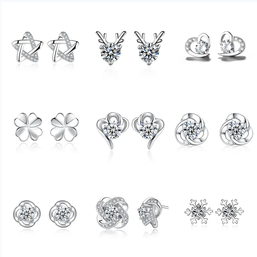 

Женские серебряные серьги-гвоздики MIQIAO, винтажные корейские серьги в стиле бохо разных дизайнов со звездами, животными, цветами, короной, се...