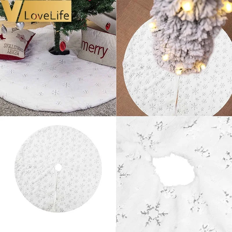 90 см/122 см юбка на рождественскую елку роскошная из искусственного меха белая для