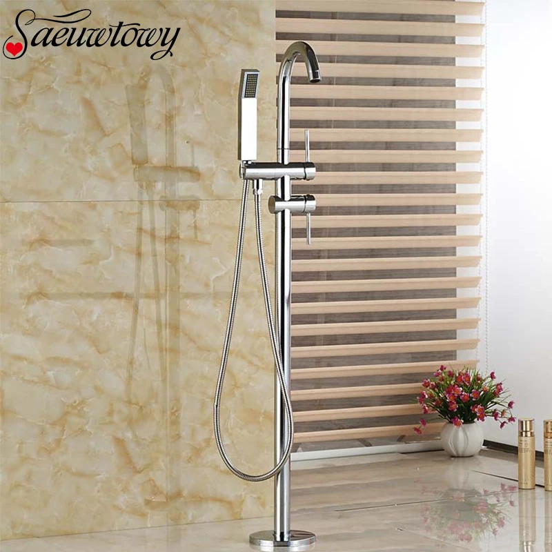 Автономный напольный смеситель для ванны кран с двойной ручкой одной трубкой