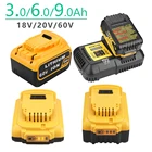 Литиевая батарея 20 в 60 в 3,06,0Ач для электроинструментов DeWalt DCB184 DCB200 DCB606, набор перезаряжаемых электроинструментов 20 в 18 вольт