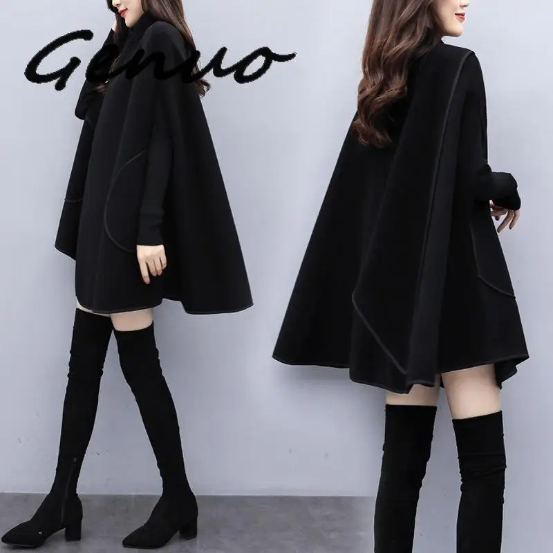 

Laipelar New Plus Size 2Xl Women Loose Wool Cloak Batwing Poncho Winter Cape Outwear Casual Stylish Jacket Coat