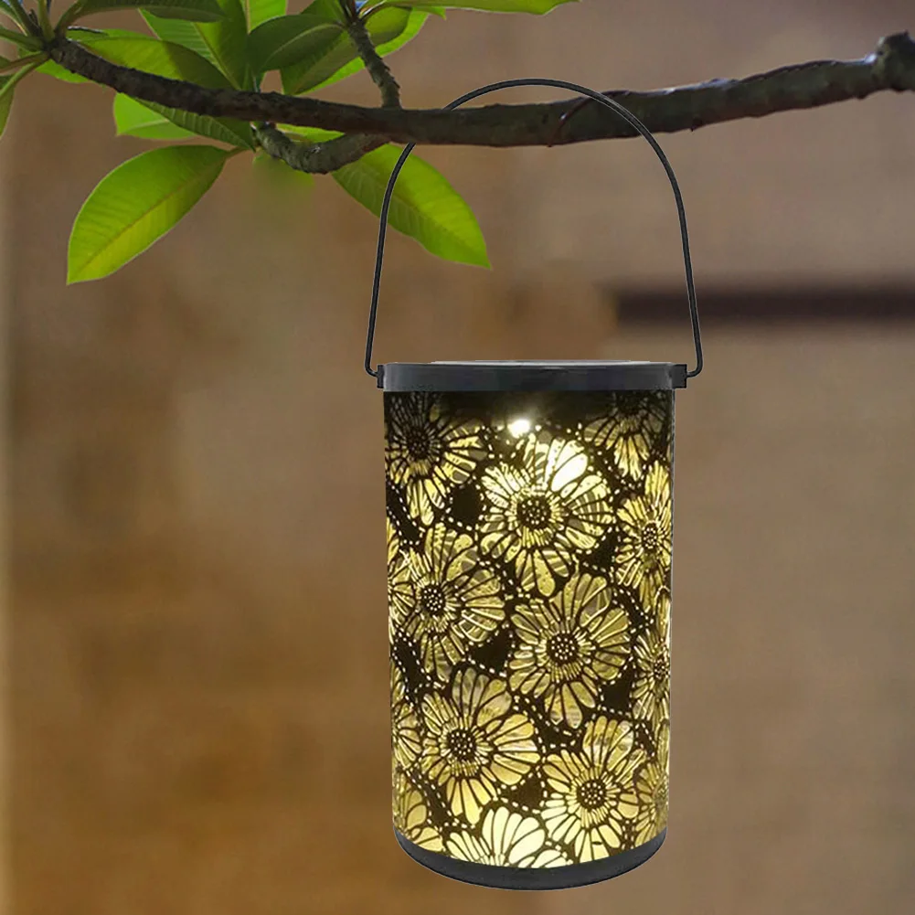 

Светодиодный фонарь на солнечной батарее, полый проекционный кованый железный светильник для украшения сада, декоративное освещение на со...