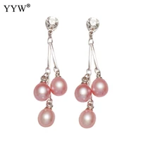 women freshwater pearl drop earring pealrs dabngle earrings silver color potato purple pearl beads earrings with rhinestone lady