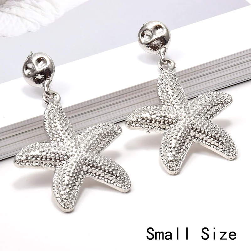 Silver-Small Висячие золотые металлические Висячие висячие серьги в форме морской звезды Изящные ювелирные аксессуары новые ювелирные изделия для женщин - Окраска металла: Silver-Small