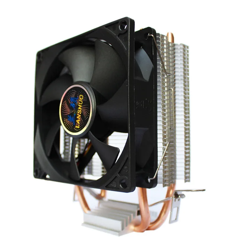 RGB светодиодный вентилятор охлаждения процессора 2 Heatpipe 12V охлаждающий вентилятор Радиатор для Intel LAG 1150 1155 1156 775 для AMD - Цвет лезвия: Without RGB Black