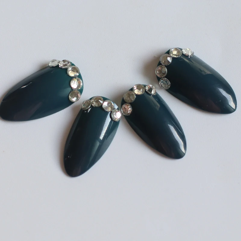 24 шт. женские Искусственные ногти с бриллиантами|Накладные ногти| |