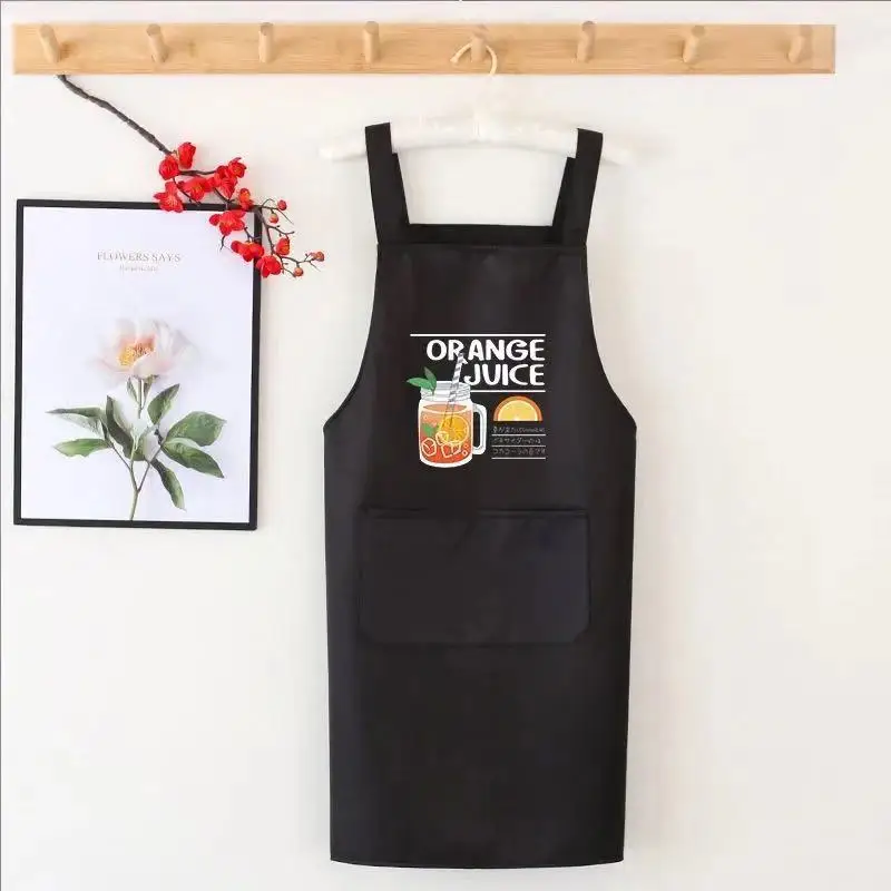 Ladies Cooking Apron Waterproof Cleaning Apron Kitchen Apron Side Hand Wipe Oxford Cloth Bib With Pocket Baking Accessories