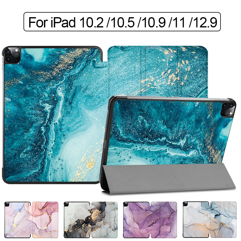 MTT Marble Case For iPad Pro 11 12.9 inch 2020 PU Leather Flip Stand Smart Cover For iPad Air 4 10.9 10.5 10.2 Protective Shell