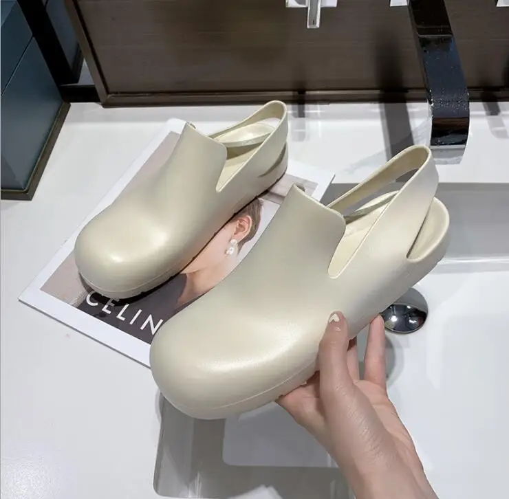 Сандалии Baotou женские на плоской подошве простые ботинки для дождя пластиковые