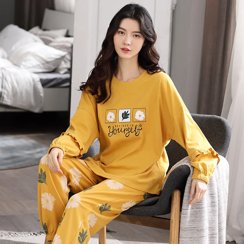 

Пижама женская хлопковая в клетку, с длинным рукавом и длинными штанами