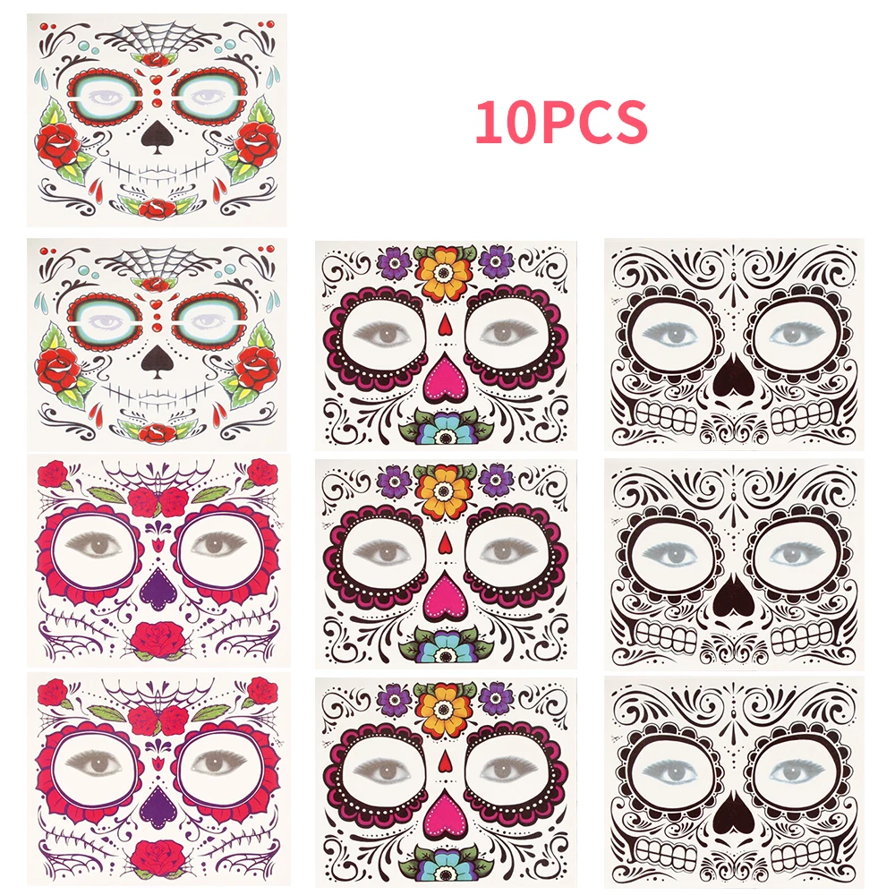 10 шт./компл. День мертвых макияж маска сторонний стикер Хэллоуин крутая красота