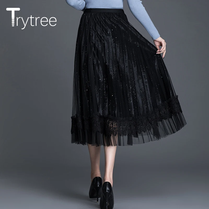 Trytree 2020 Весенняя Повседневная Женская юбка с высокой талией модные юбки из