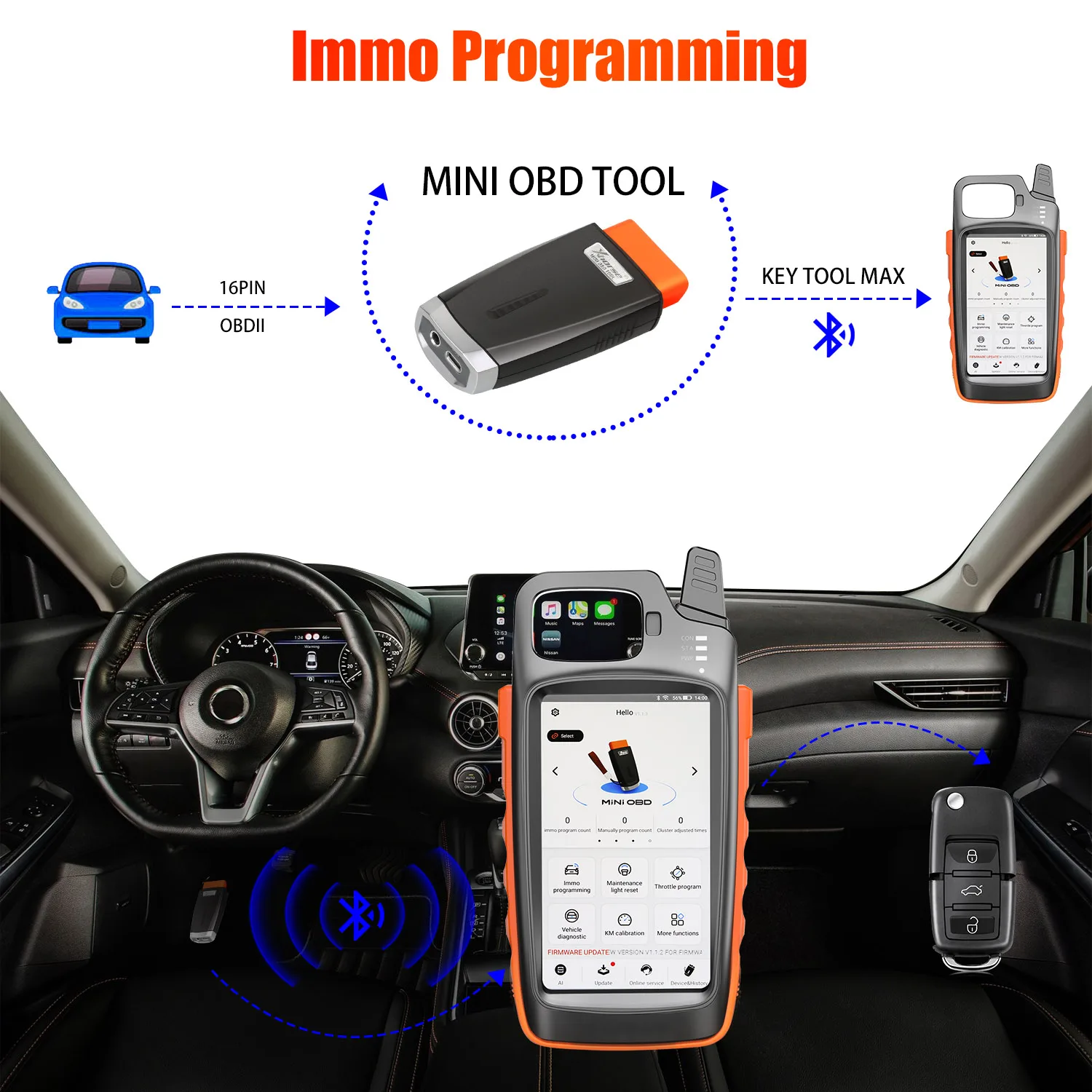 Фото Оригинальный мини-инструмент для OBD Xhorse VVDI с Xhorse VVDI Key Tool Max, программатор автомобильных ключей OBD2, инструмент для автоматического программирования ключей №2