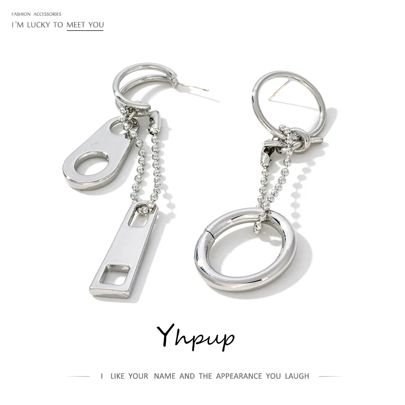 Yhpup Геометрическая асимметрия висячие серьги из цинкового сплава серебряные для