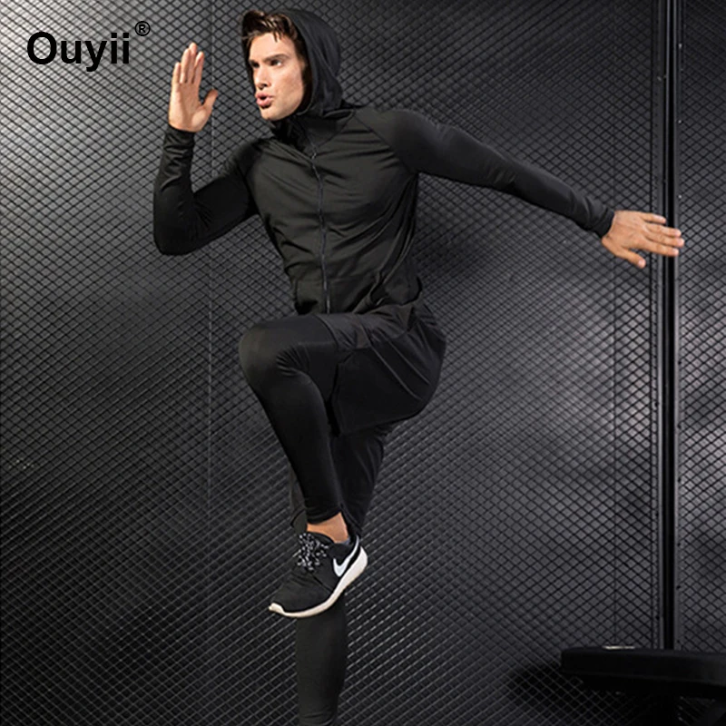 Новый мужской спортивный костюм быстросохнущая Спортивная одежда для бега