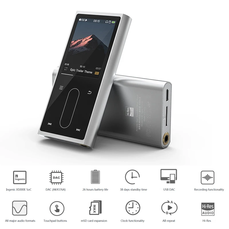 

FIIO M3K Mini, MP3 FlAC, Hi-Res , AK4376A 24Bit 192Khz