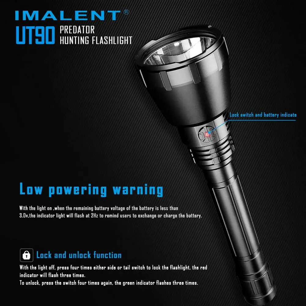 

IMALENT UT90 Tactical Flashlight Luminus SBT-90 2nd 4800LM LED Torch Rechargeable strong light flashlight For Hunting camping