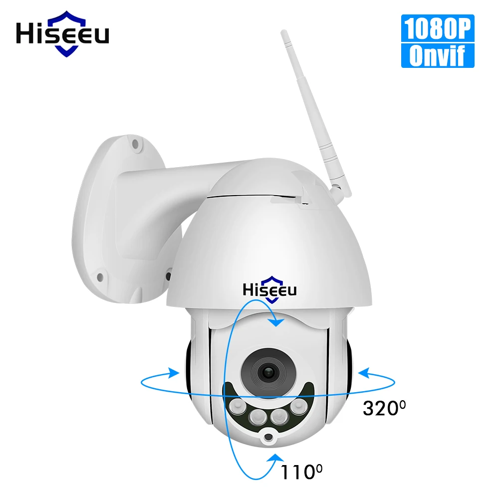 Hiseeu Беспроводная PTZ IP камера скоростная Купольная Wi-Fi наружная 1080P двухсторонняя