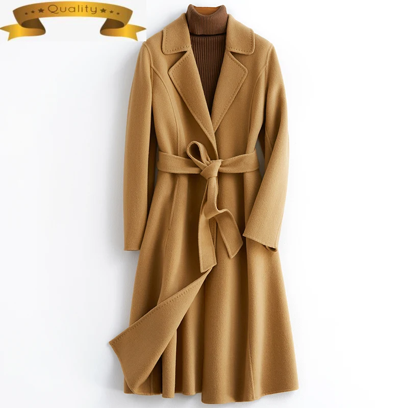 

100% Wool Women Coat Elegant Double-faced Woman Jacket Fall Clothes for Women Korean Abrigos Para Mujer B11Y01821-ZB KJ7121